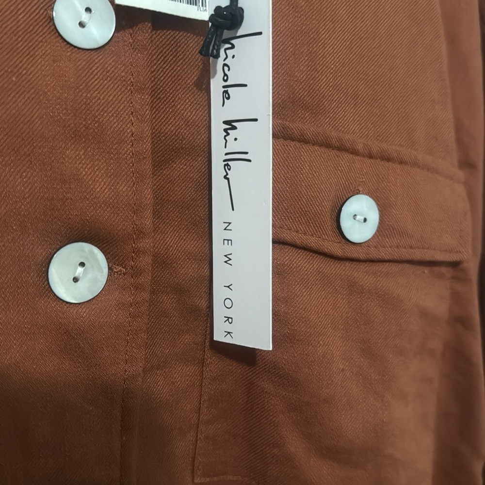 Nicole Miller Brown Jacket with White Buttons